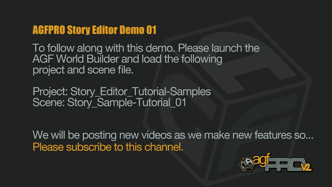 AGF Tutorial- Story Editor Demo 1 of 2