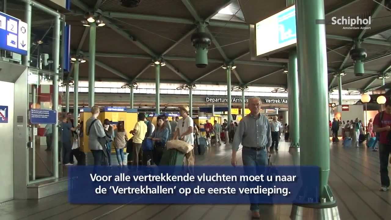 Wegwijzer voor vertrek vanaf Schiphol