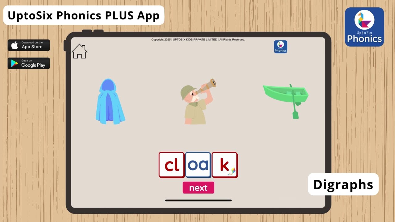 UptoSix Phonics PLUS App – Make learning to read and spell FUN and EASY!