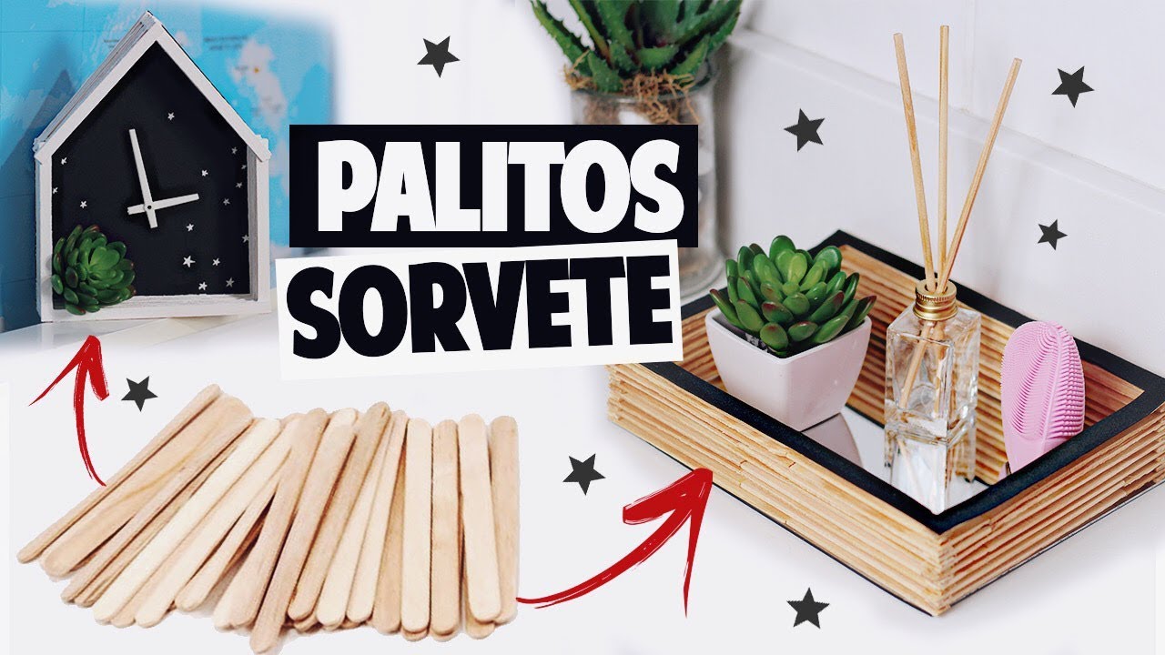 DIY DO LIXO AO LUXO IDEIAS INCRÍVEIS COM PALITOS DE PICOLÉ - 3 ITENS DE DECORAÇÃO
