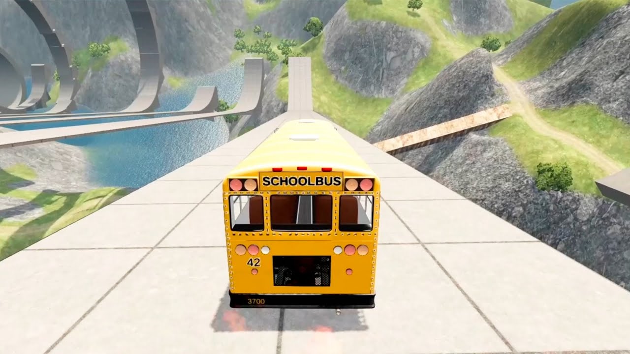 BeamNG Drive Top 50 Bus Crashes &ndash; School Bus Jumps & Yellow Bus Crash Compilation