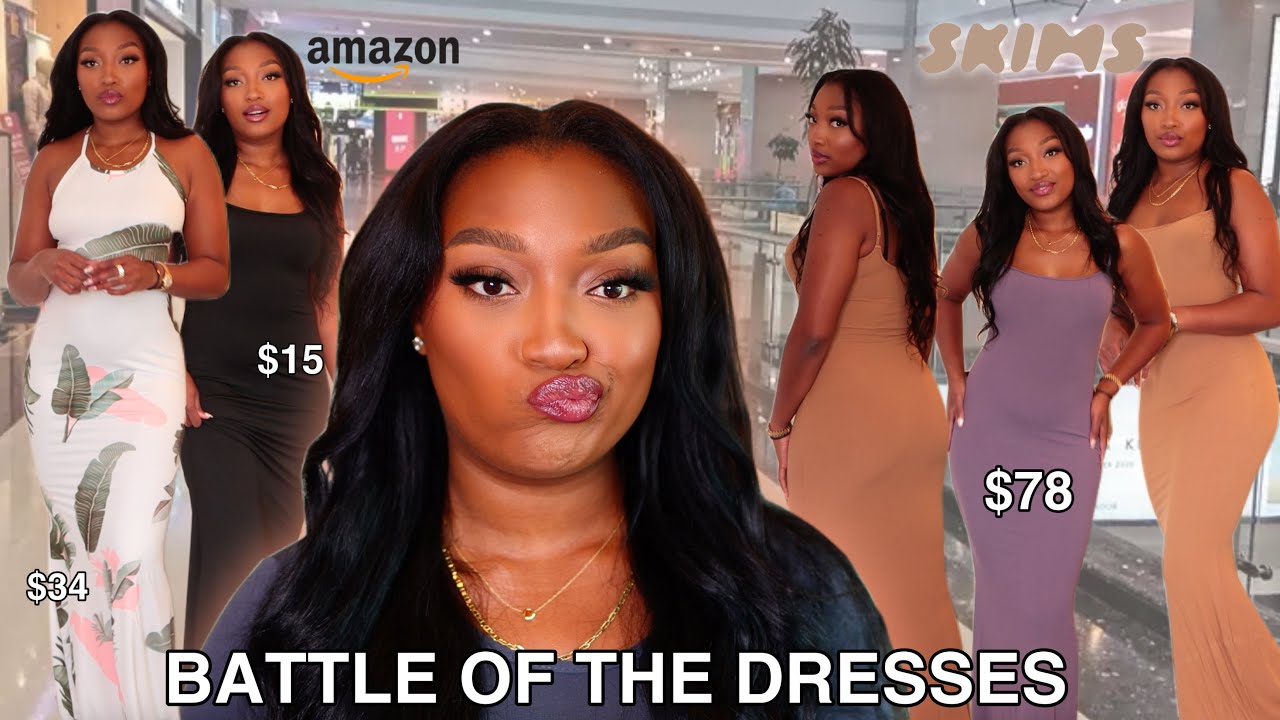 AMAZON DRESS HAUL 2022 | COMPARING THEM TO SKIMS DRESSES | Candace Jenece