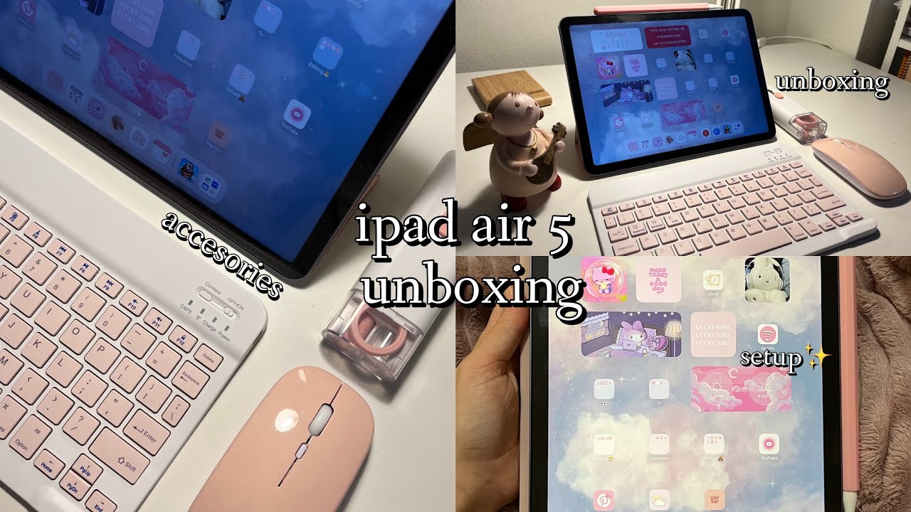 ipad air 5 (purple) unboxing💜 apple pencil + setup & accessories✨