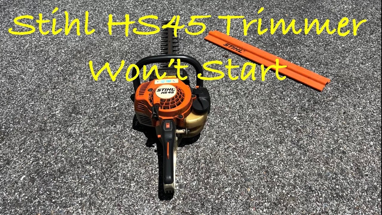 Бензиновый триммер Stihl HS45 с трудом заводится и работает с перебоями.