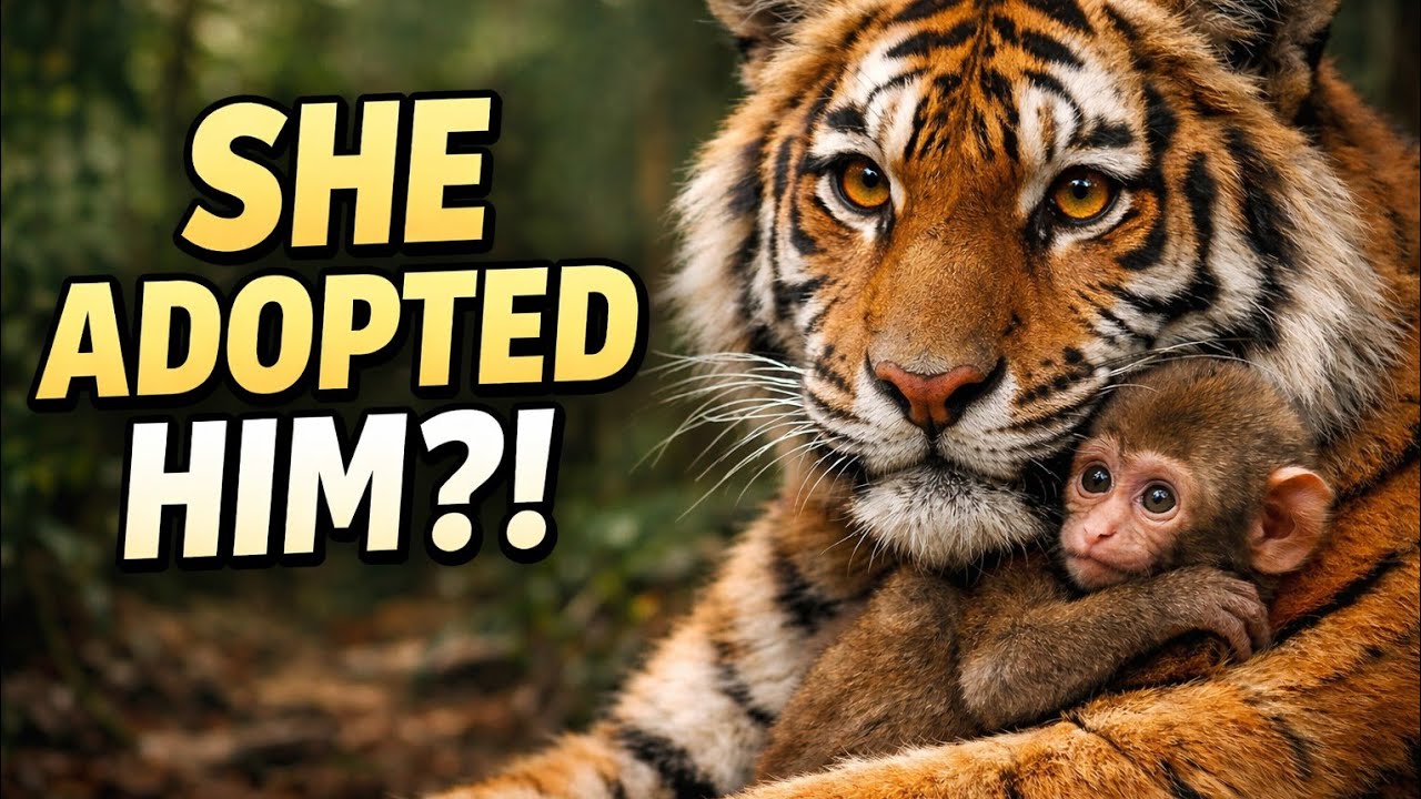 “This Mother Tiger Did the Impossible… She Adopted a Baby Monkey emotional story”