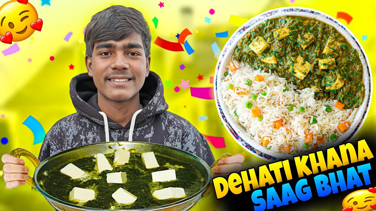 Aaj Ghar Mein Saag Bhat Bana 😍| Dehati Khan Saag Bhat | Vinod kld vlog 