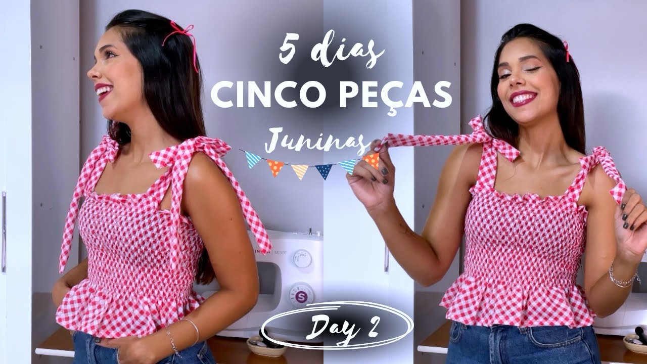 Blusinha de Lastex com Alças de amarrar + configurações para costurar - dia 2