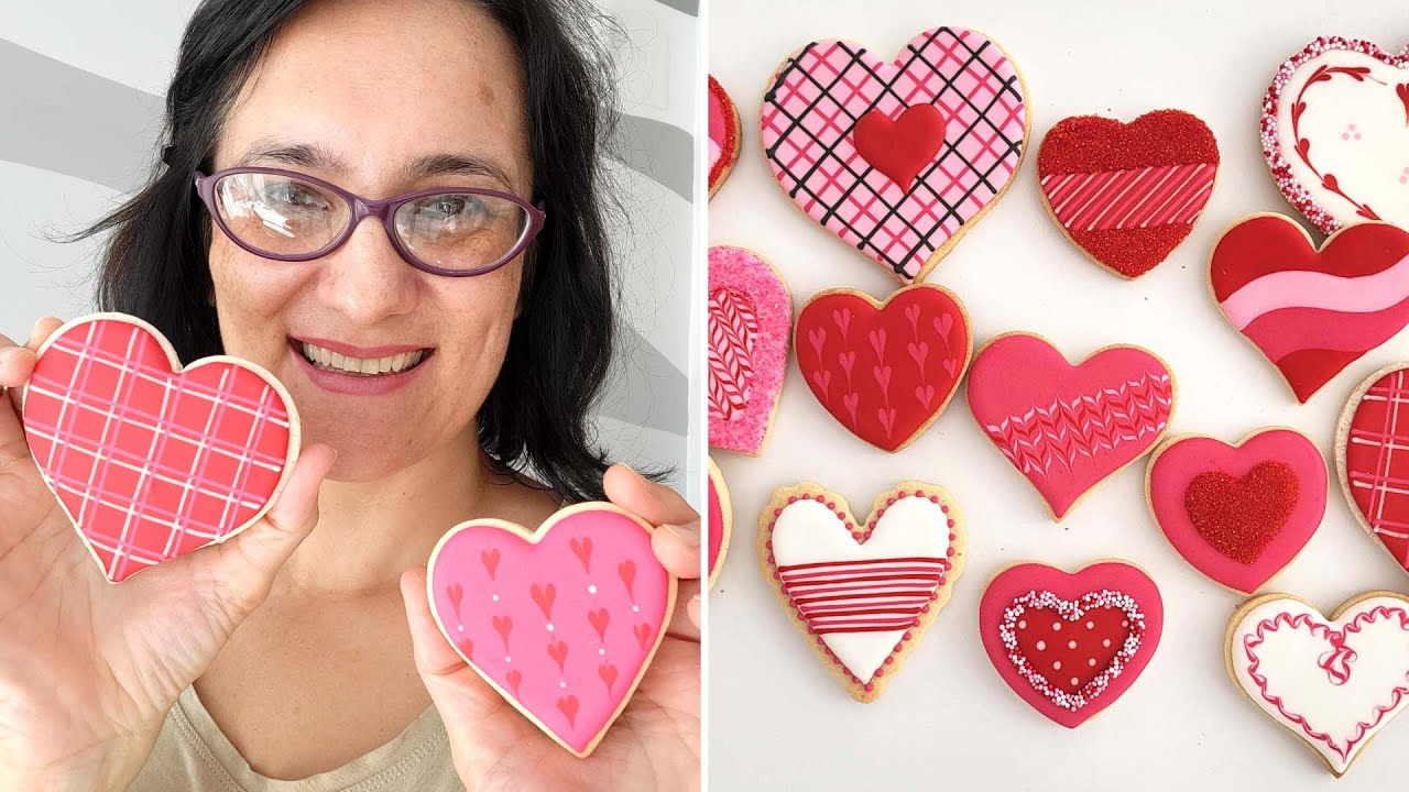Satisfying Cookie Decorating - Simple Heart Cookies |Compilation|
