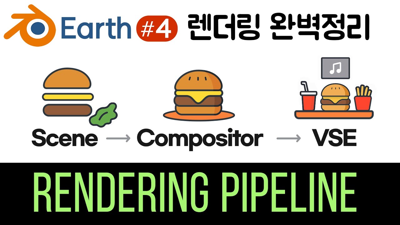 블렌더 렌더링 출력 파이프라인 완벽정리. Scene - Compositor - Video Sequencer(VSE). Output Properties & File output.