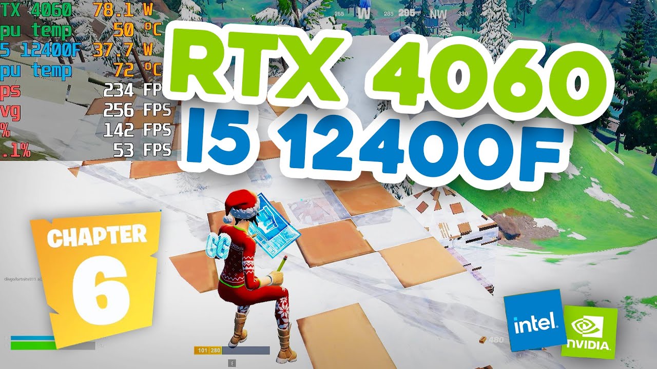 RTX 4060 i5 12400f fortnite fps test ranked battle royal chapter 6
