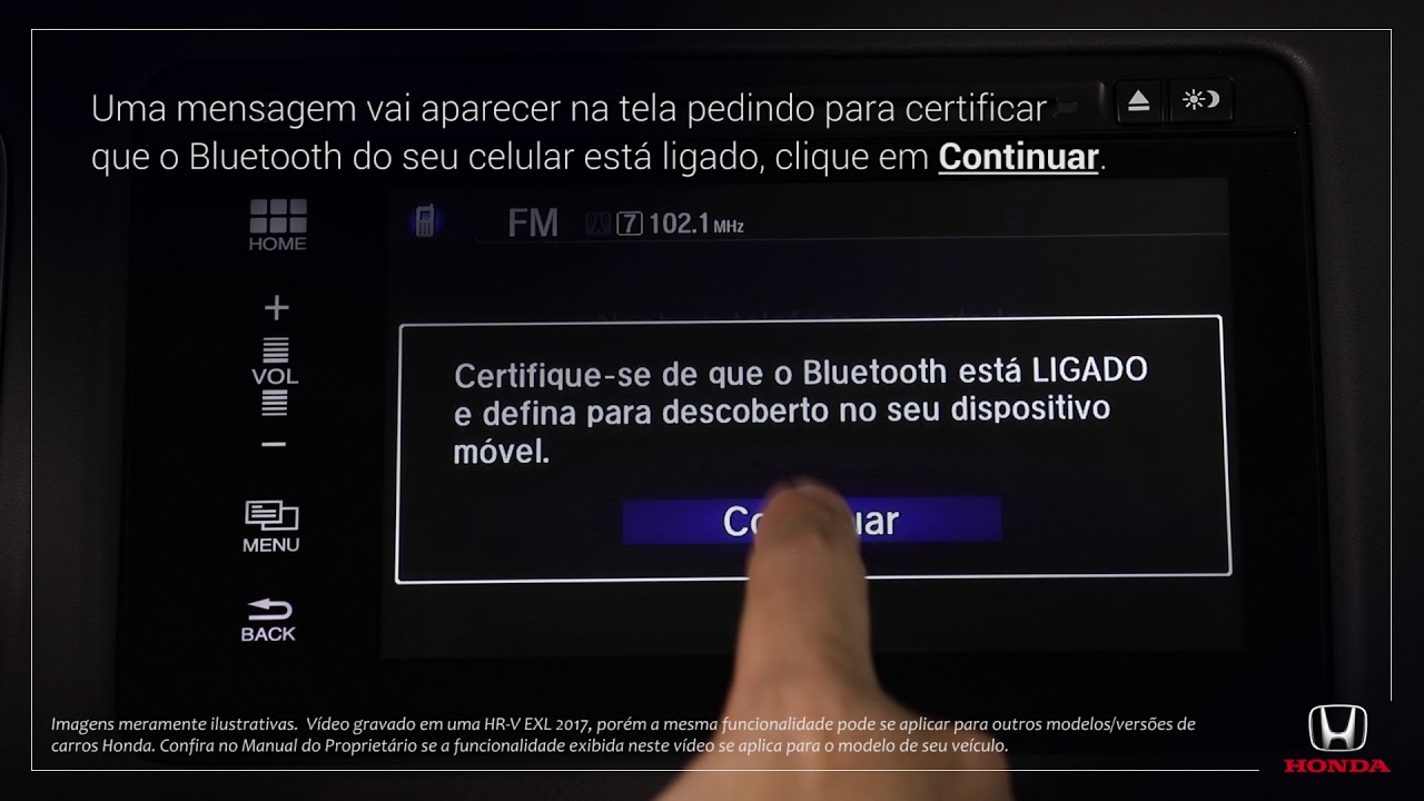 Honda HR-V EXL/Touring 2017 e 2018: Como parear o dispositivo Bluetooth® com o seu celular
