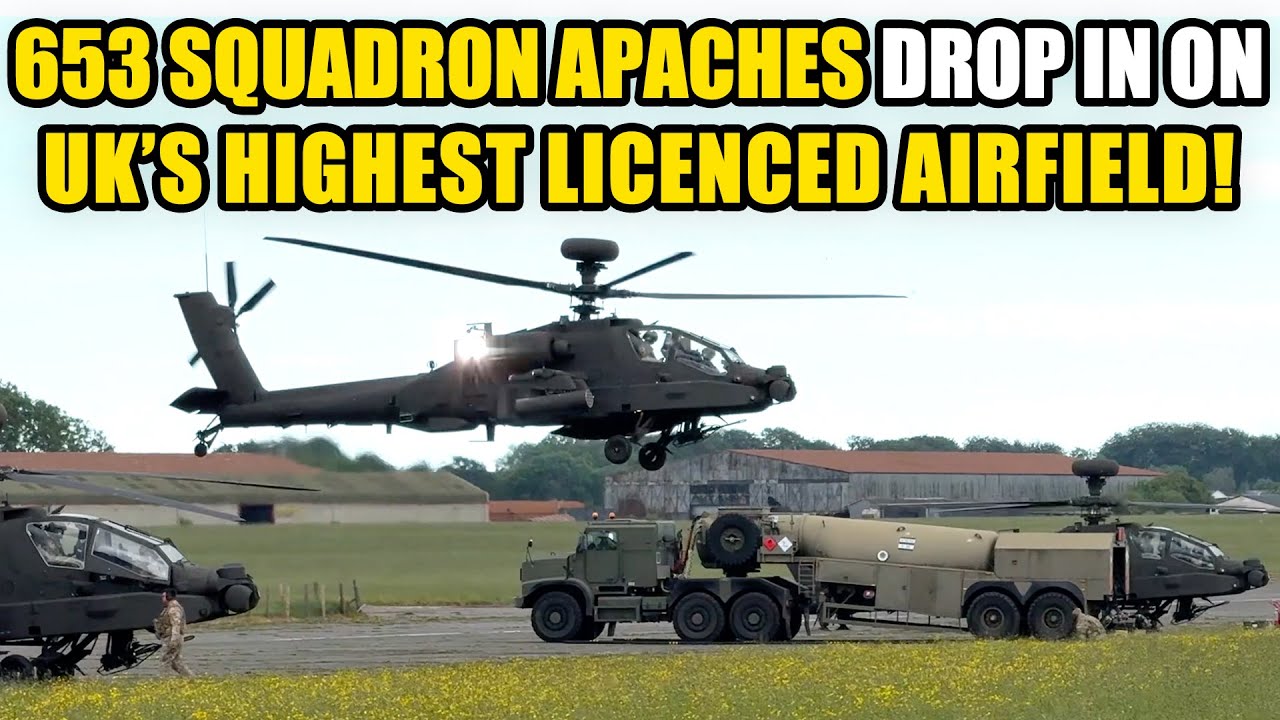 x4 APACHE AH-64E Attack Helicopters from 653 Sqdn ARRIVE & DEPART DUNKESWELL AERODROME TWICE! 🚁 🇬🇧
