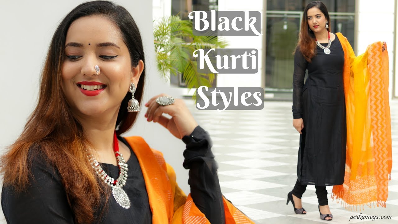 How to style a Black kurti in different ways | Indian Ethnic Wear Basics | Perkymegs