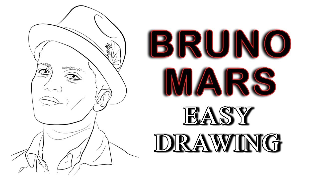 Bruno Mars Drawing | How to Draw Bruno Mars Sketch | Step by Step Outline Art