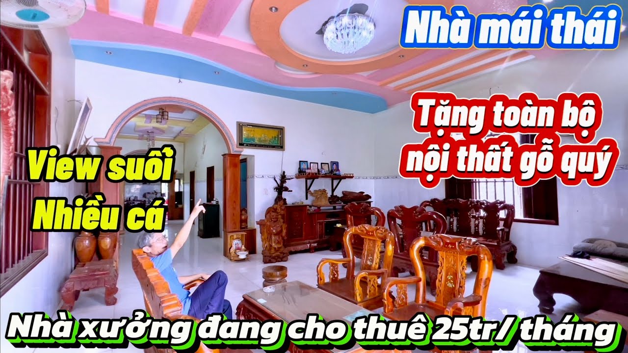 QUÁ HỜI.. Nhà mái thái to bự, tặng nội thất gỗ quý. Mt kinh doanh. Tặng Nhà xưởng, máy móc, thiết bị