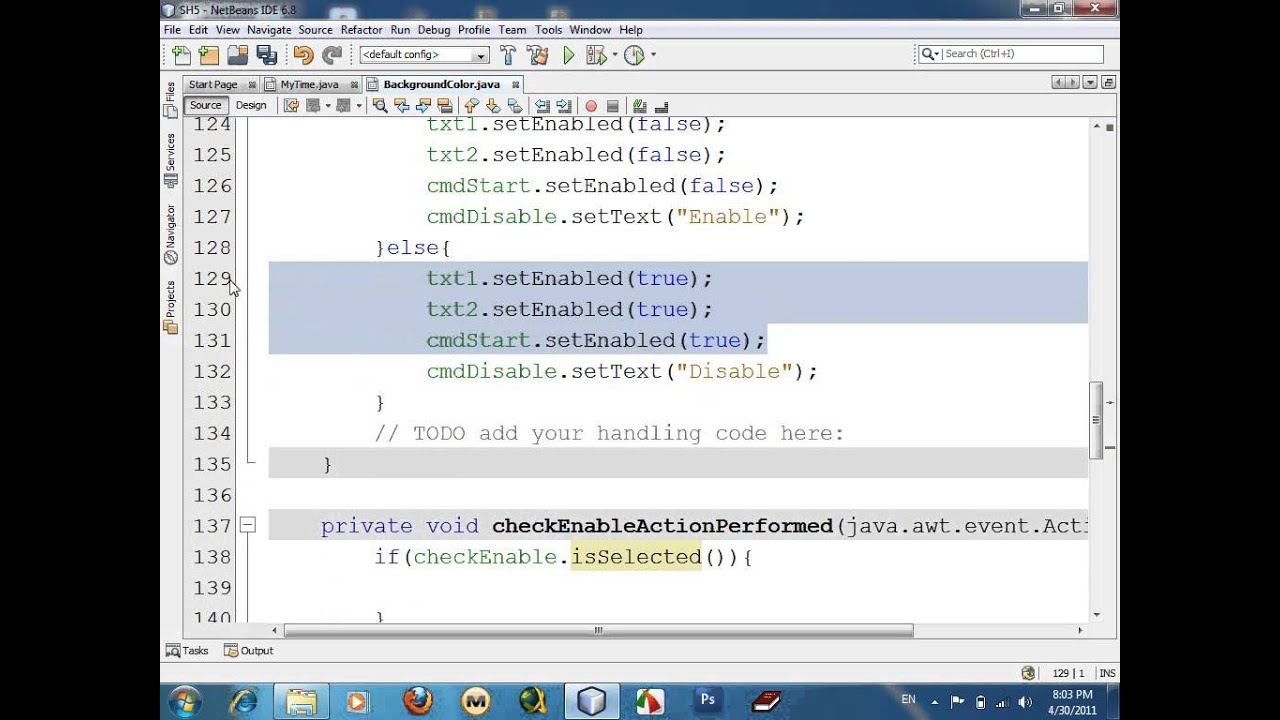 java how to setEnable use CheckBox