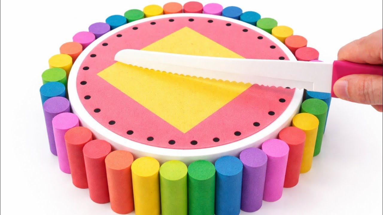 Satisfying ASMR 🌈 | Rainbow Photo Frame Cake & Kinetic Sand Pillar Cutting