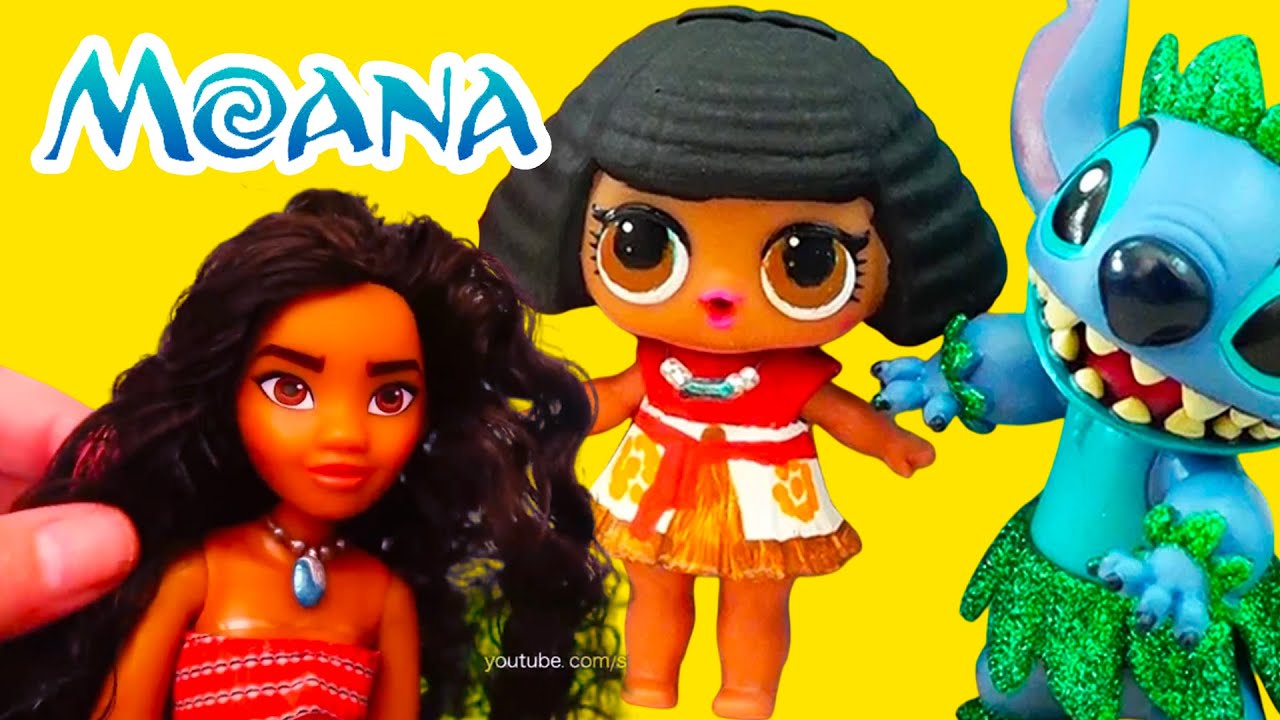 Moana Movie Custom LOL Doll & The Little Mermaid, Ariel ! Sniffycat Plays with Stitch Toys & Dolls