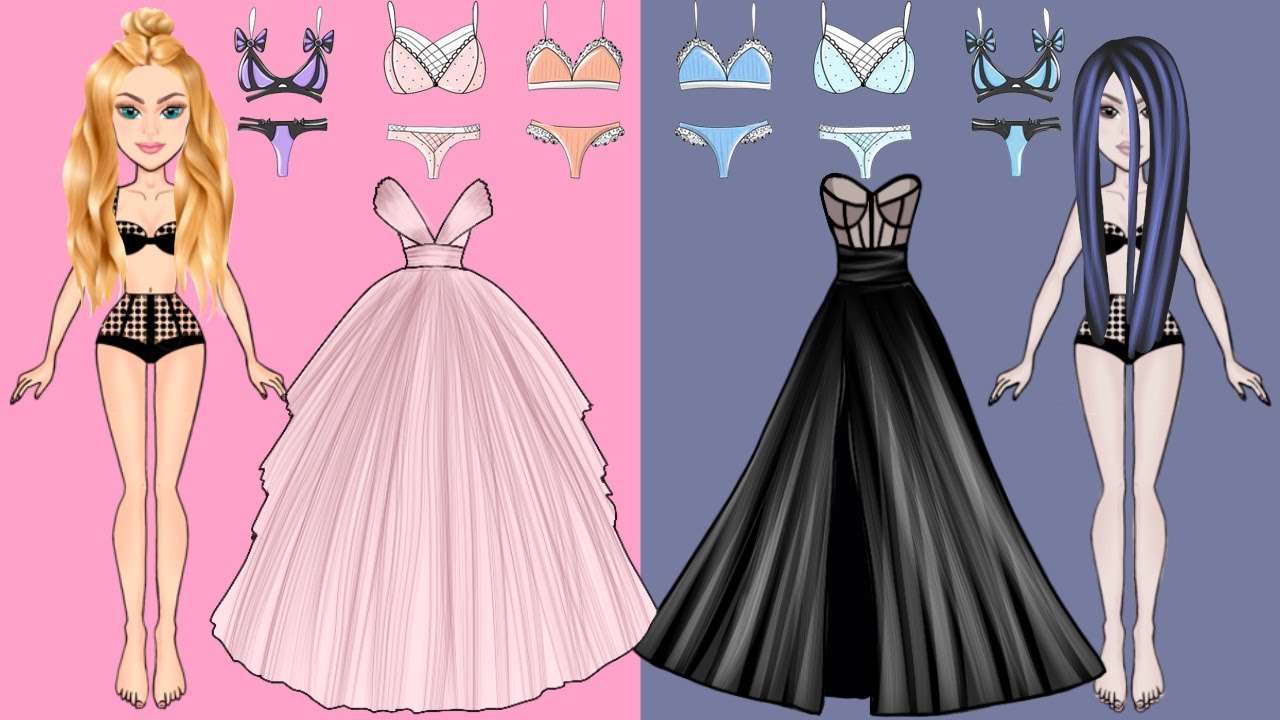 Paper Dolls Dress Up Rapunzel and Sadako Vampire Dresses Handmade Quiet Book by DollsyHollsy