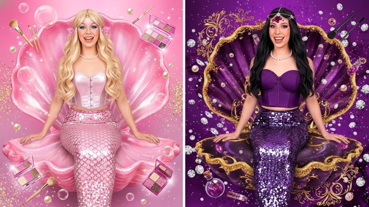 Русалка в ОДНОМ ЦВЕТЕ 😳💙💜 Розовый vs Фиолетовый БЕЗУМИЕ!