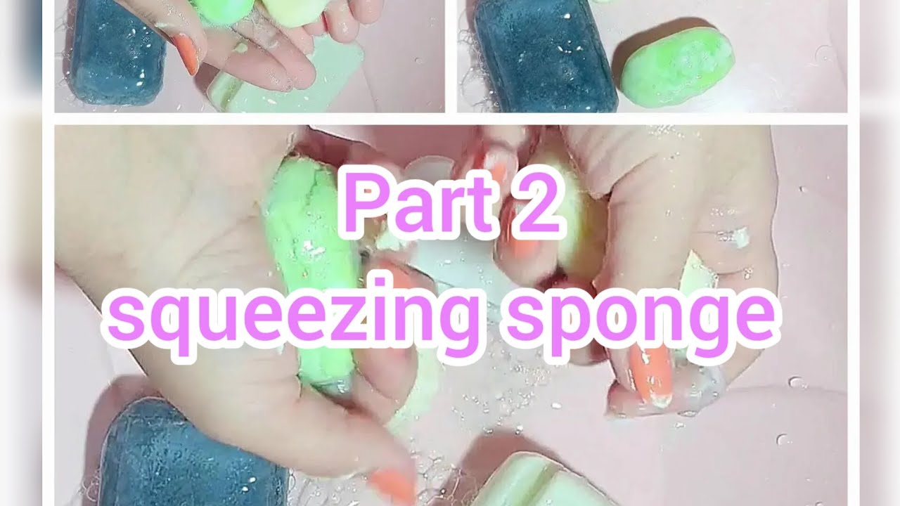 🔴Part 2🔴Asmrsoap ♡|soakedsoap ☆|SQUEEZING WITH SPONGE AND MAKING THICK FOAM 🩶🫧💛🫧🖤🫧💚🫧🍋