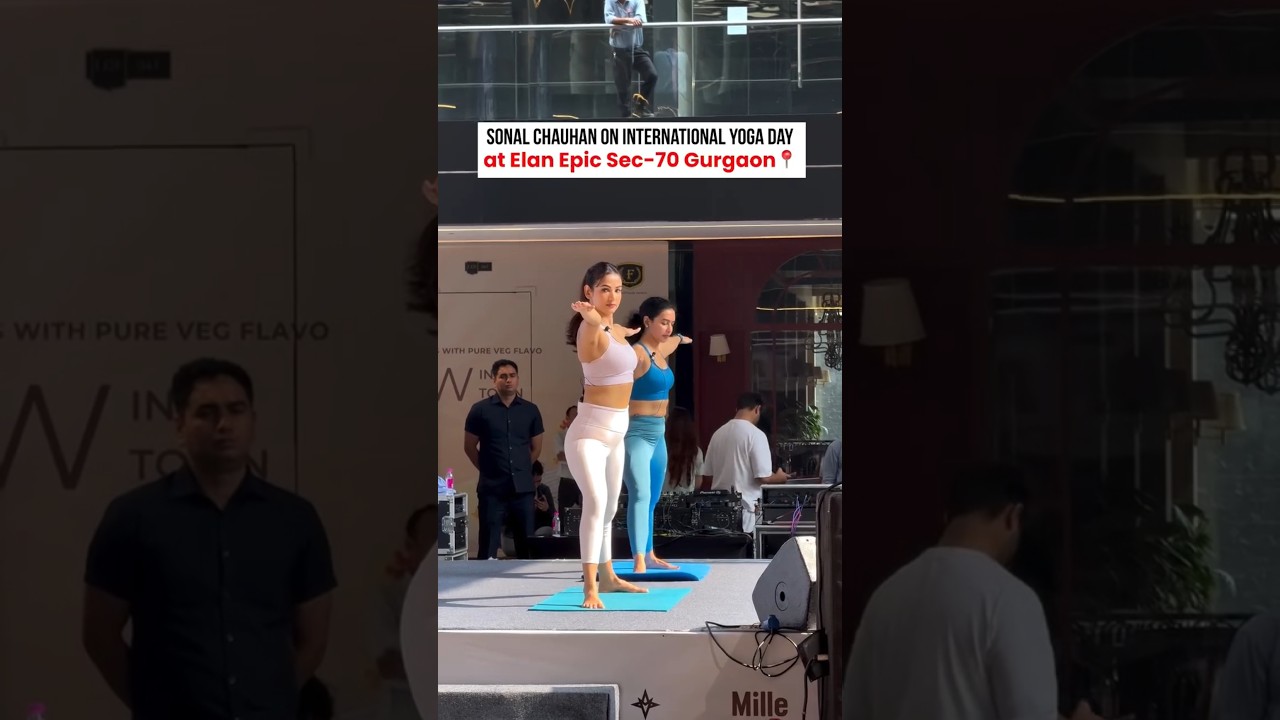 Sonal Chauhan on international yoga day at ELAN EPIC #yogalife #yogapractice #yogainspiration