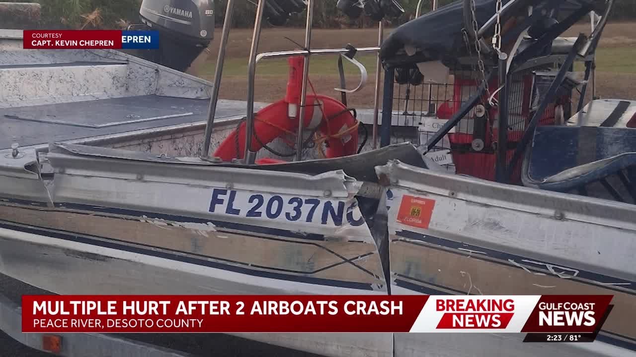 7 hospitalized after 2 airboats crash on Peace River in DeSoto County