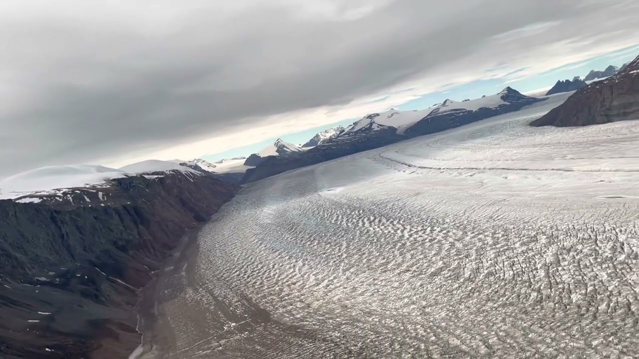 Helicoptering Over Scoresby Sund Fjord in Greenland