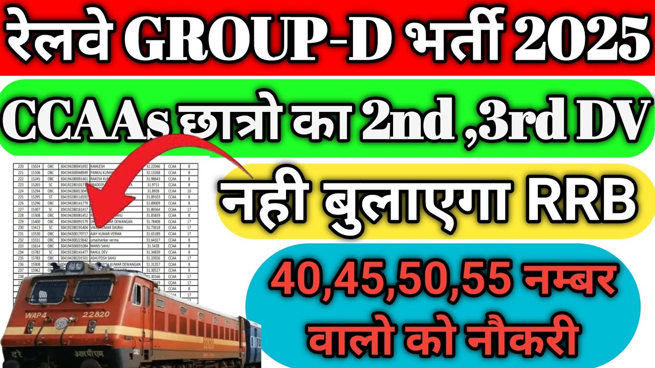 CCAAs छात्रो का 2nd,3rd DV नही बुलाएगा रेलवे! || तो 40,45,50 नम्बर  वालो को नौकरी कैसे पुरी जानकारी