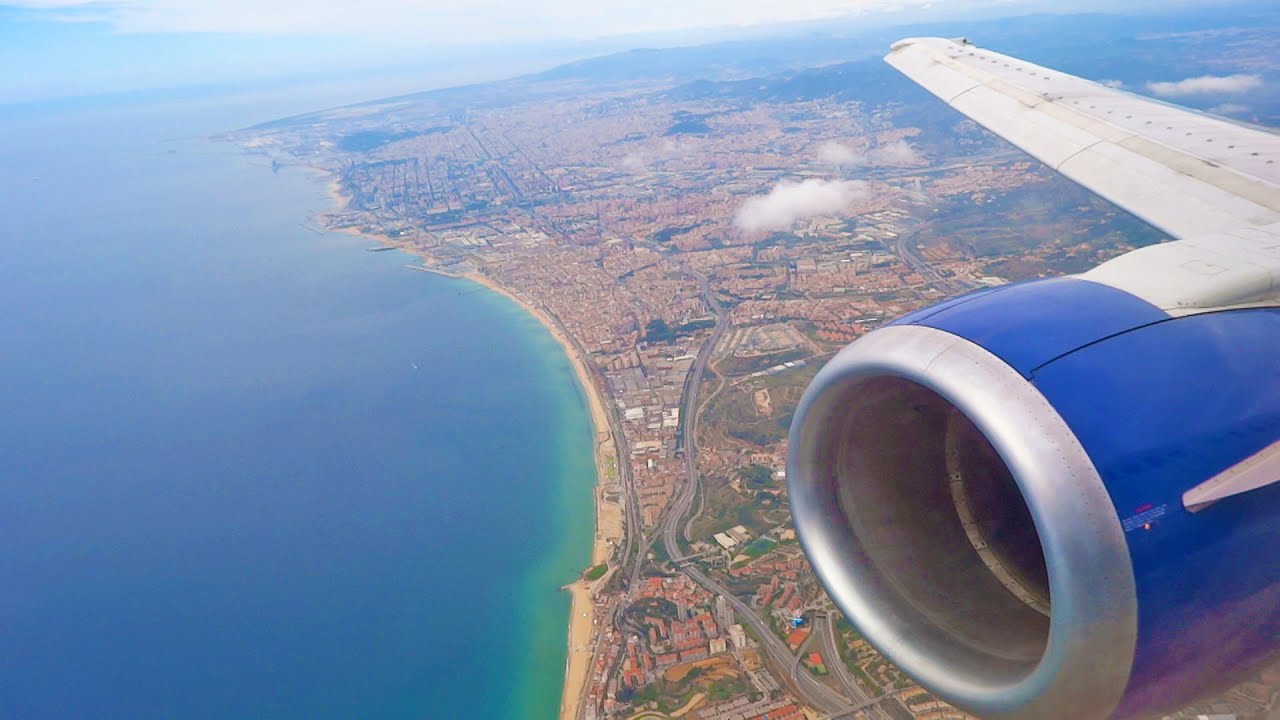 Beautiful Approach and Landing in Barcelona British Airways Boeing 737 G-GBTB