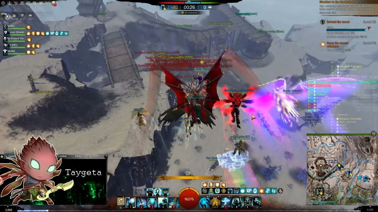 GW2 WvW - Power Core Guardian DPS - Fighting 2 Servers Zergs at Once