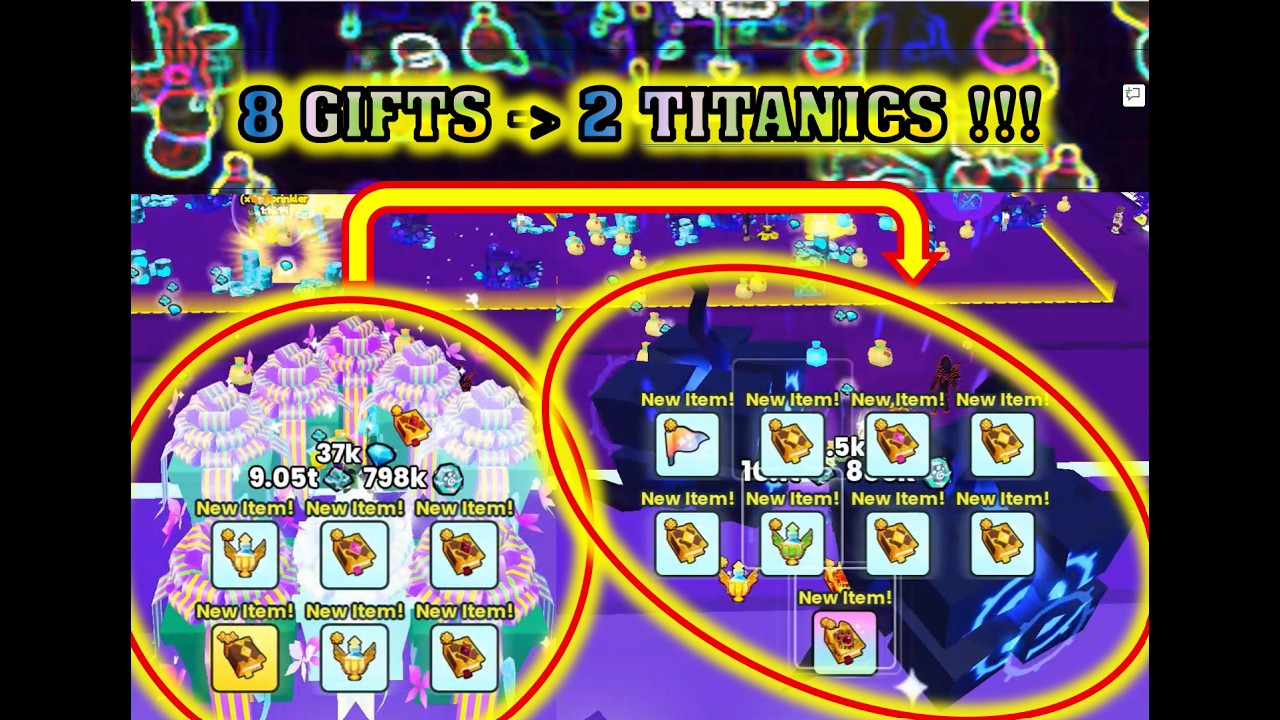 Pet Simulator 99 Opening 8 gifts and get 2 Titanics