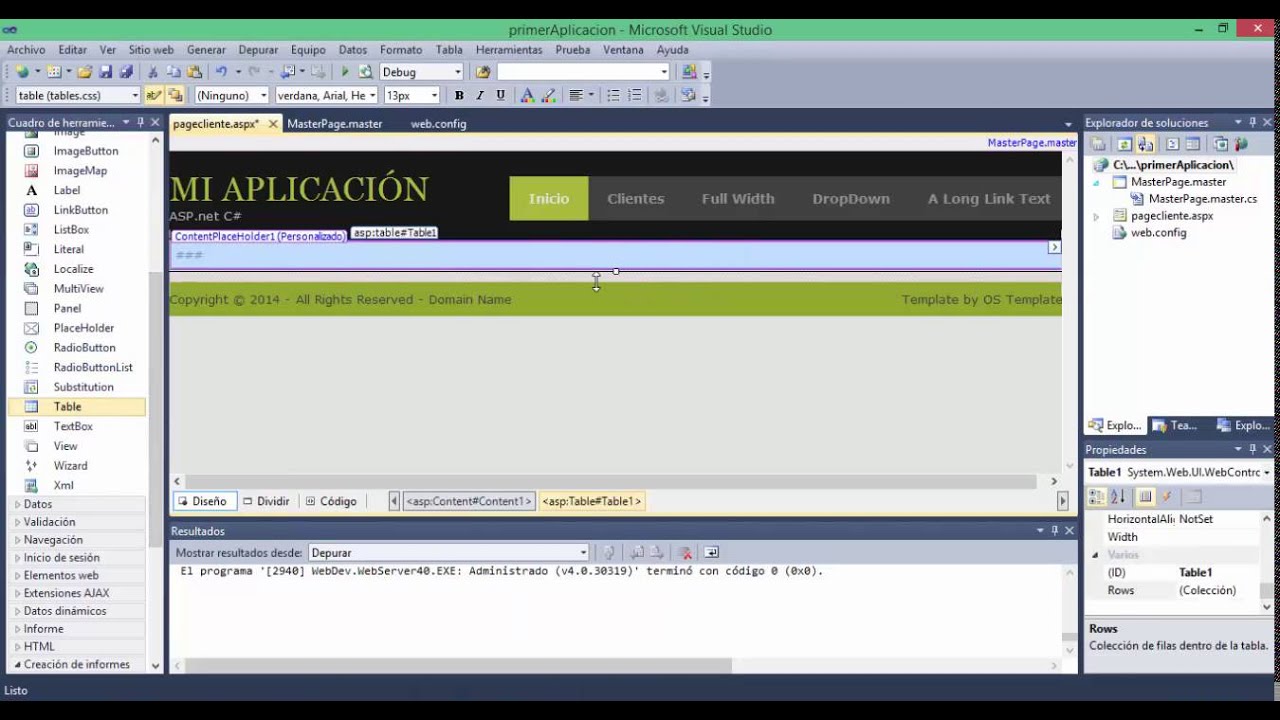 Crear sitio web ASP.net C# desde cero Parte1