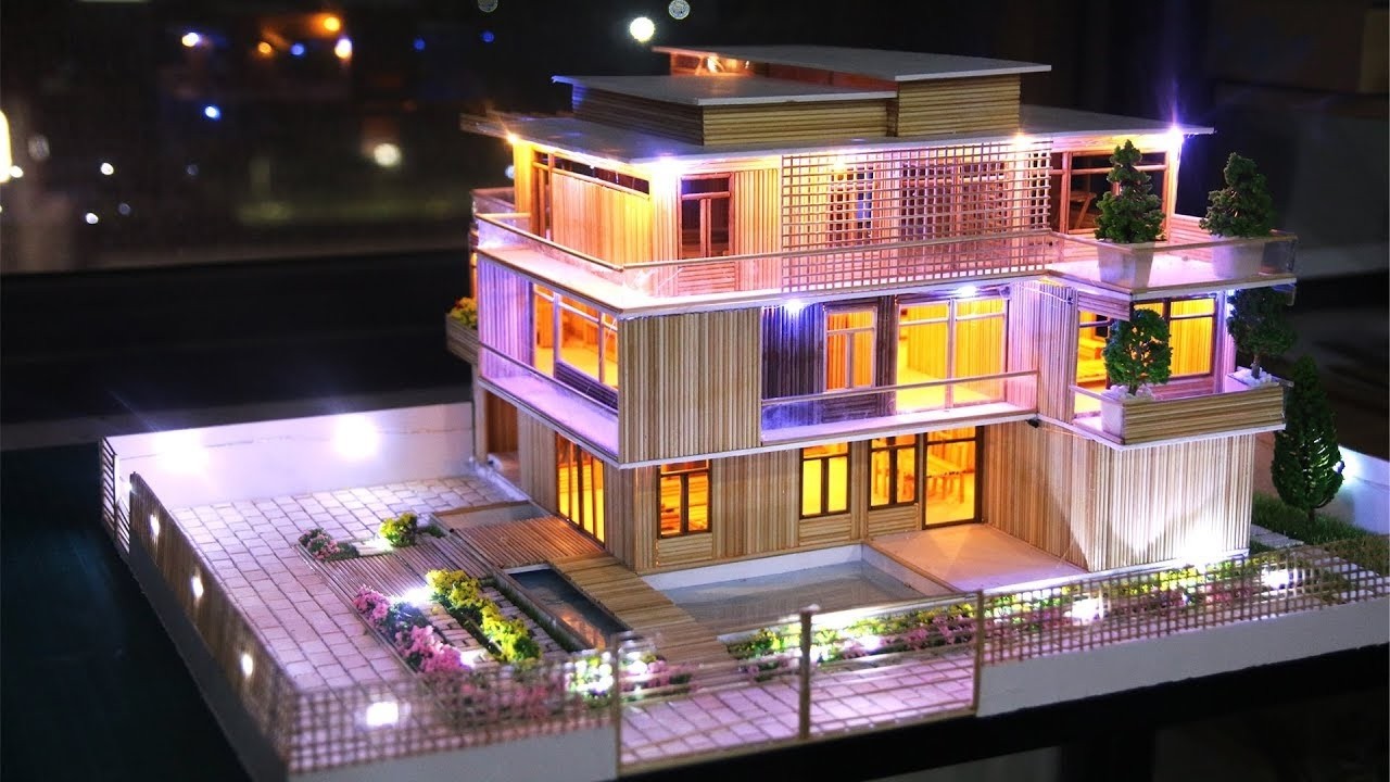 Mini casa de madera con luz LED  Tutorial completo