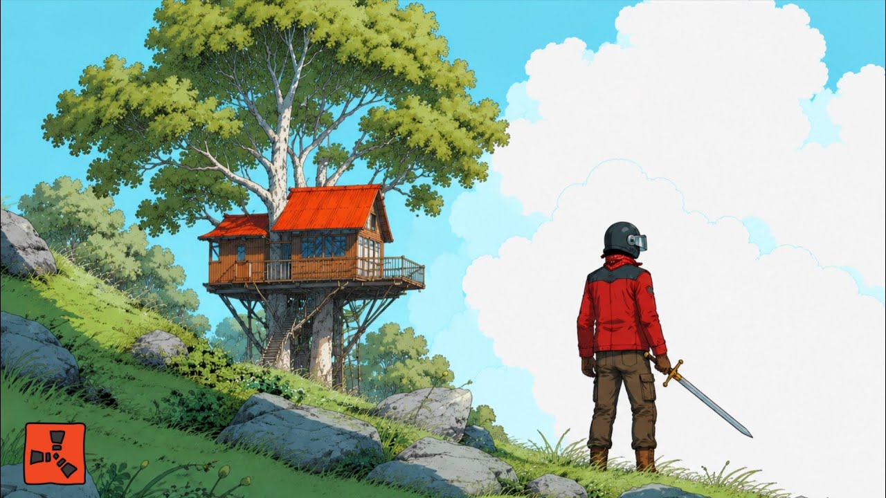 I built the First Treehouse Base in Rust Mobile..