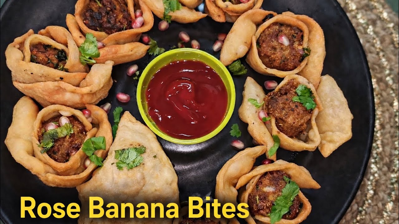 Spicy Rose Banana Bites | Jain Recipe with Special Masala | કાચા કેળાની ફરસાણ | RAMROTIRASOI