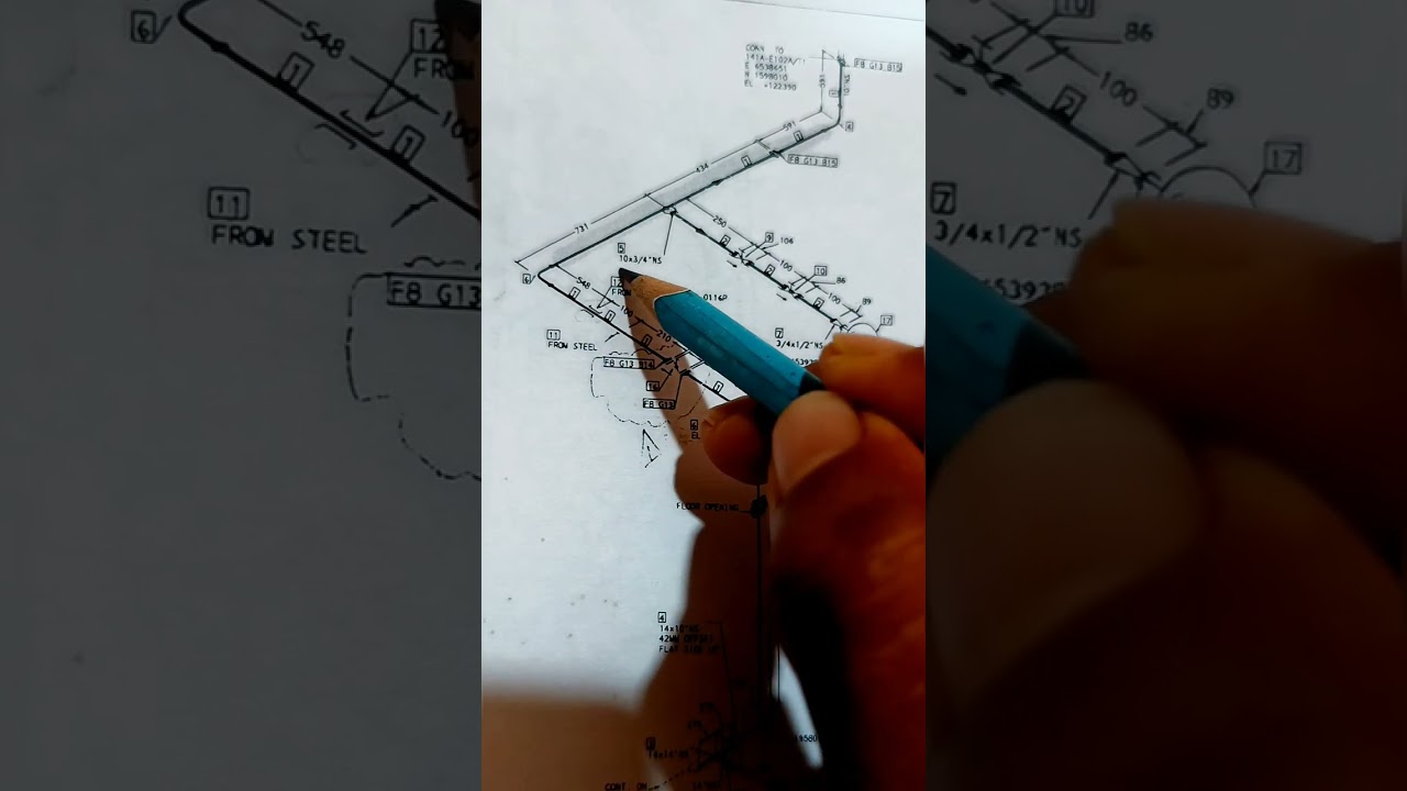 U-Bolt support of process piping, isometric drawing #piping #fabrication #isometric