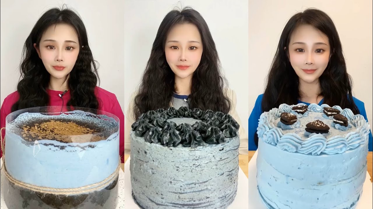 Eating Most Delicious Creamy Cake🩵 🍰 ( soft chewy sounds ) 크림 케이크 먹방  MUKBANG Satisfying