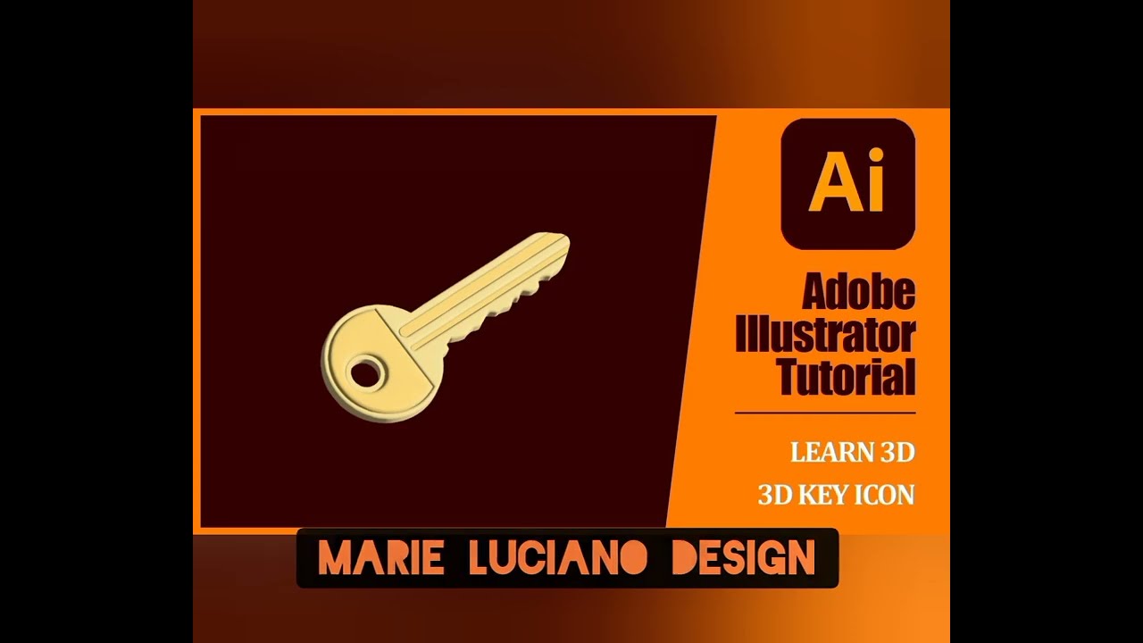 Create stunning 3D icons / Learn Adobe Illustrator 3D extrude effect 2024 design realistic Key icon