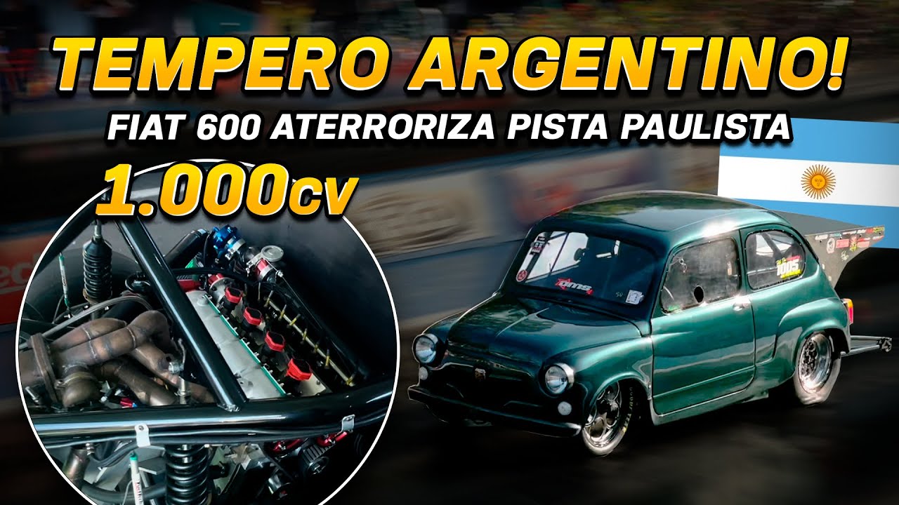 Tempero Argentino! Fiat 600 de 1.000cv aterroriza pista paulista.