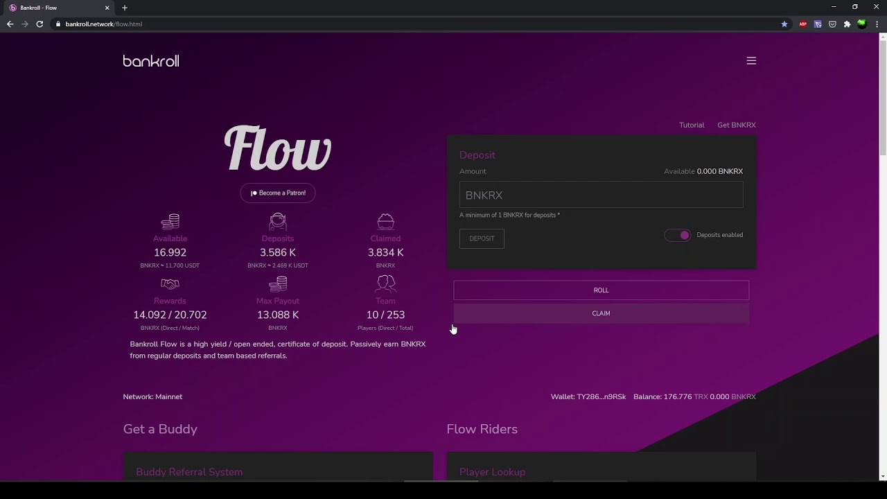 Bankroll Network - Bankroll Flow Tutorial - Best Passive Income Daap in TRX Network