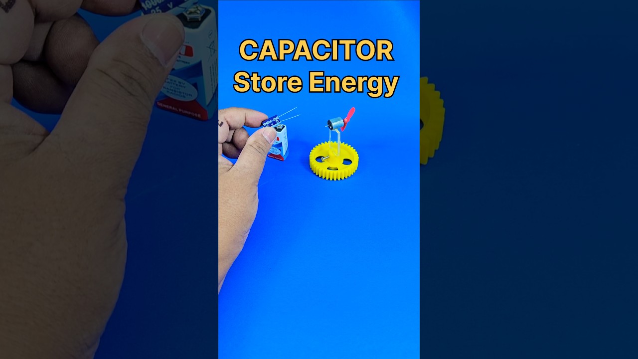 Capacitor Store Energy 🤩 Capacitor Experiment on DC Motor #capacitor #shorts #dcmotor