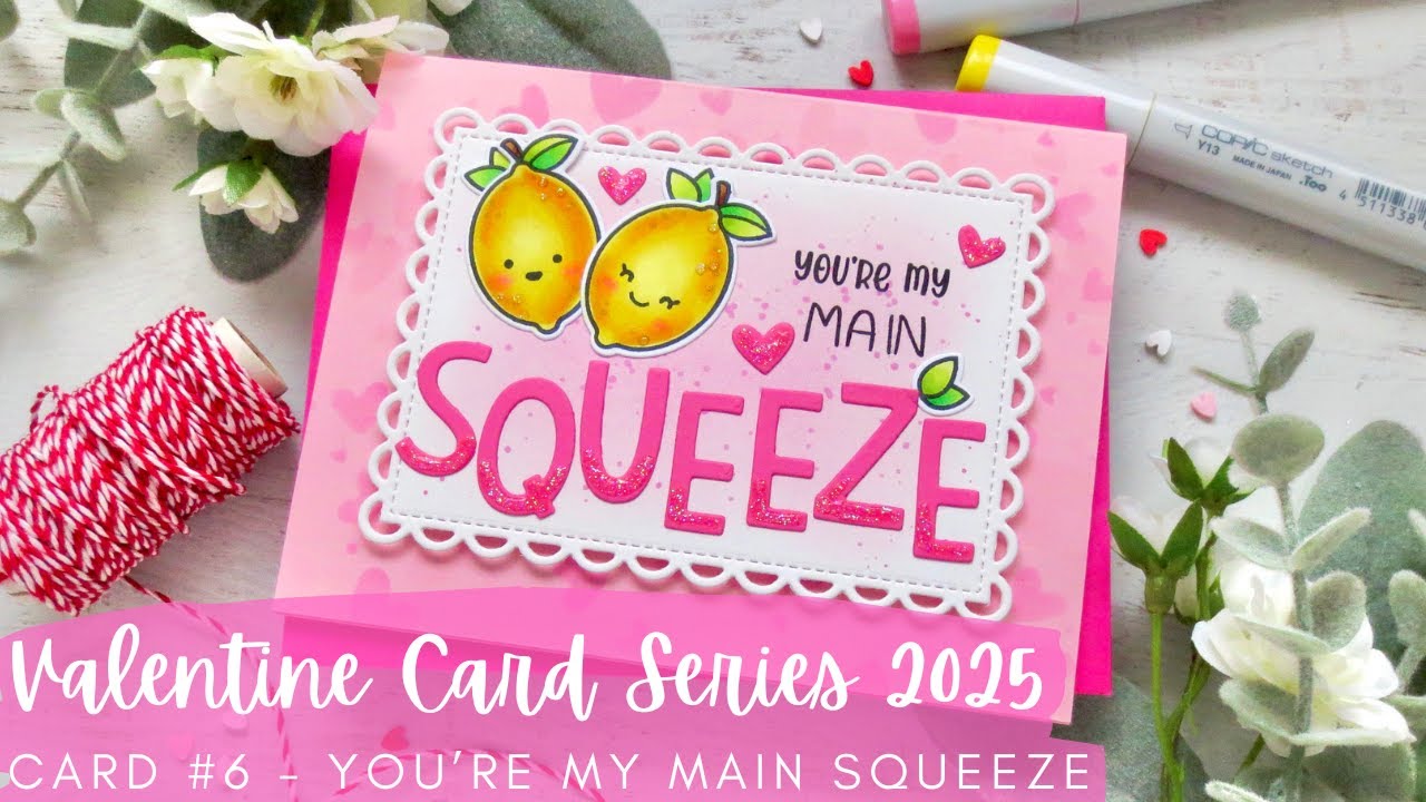 Valentine Card Series 2025 #6  | Lawn Fawn | Copic Coloring and Stenciling a Punny Card