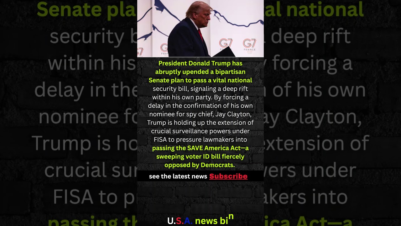 Trump BLOWS UP Spy Bill Over Heated Voter ID Standoff! #shorts #USA #NEWS