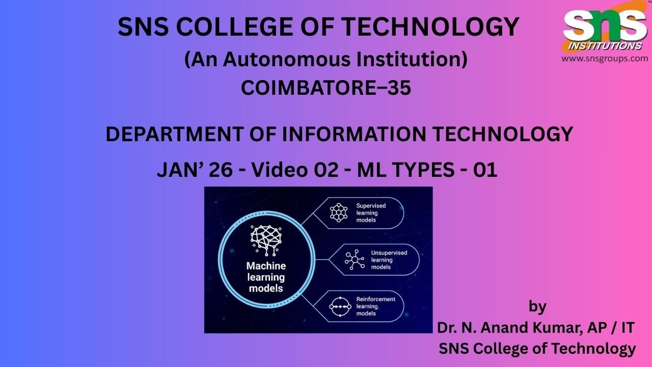 ML Types - 01 | Machine Learning | SNS Institutions