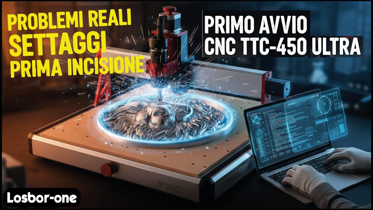 Primo avvio CNC TTC 450 Ultra: errori, settaggi e prima incisione reale