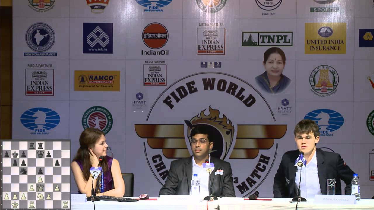 Game 7 - Post Match Press Conference with Viswanathan Anand and Magnus Carlsen