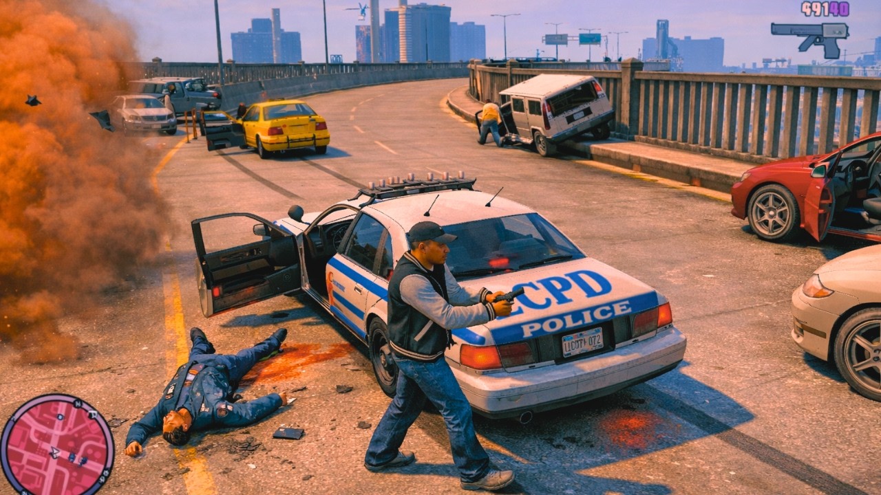 GTA 4 Police CHASE Down Most Wanted Criminals on Chaotic Overpass?
