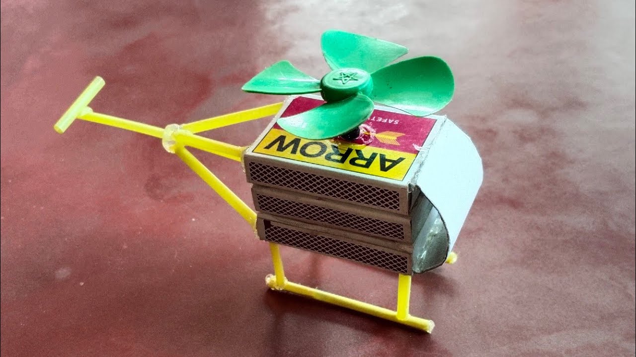 how to make a matchbox helicopter at home that can fly/how to make a toy helicopter at home #howto 