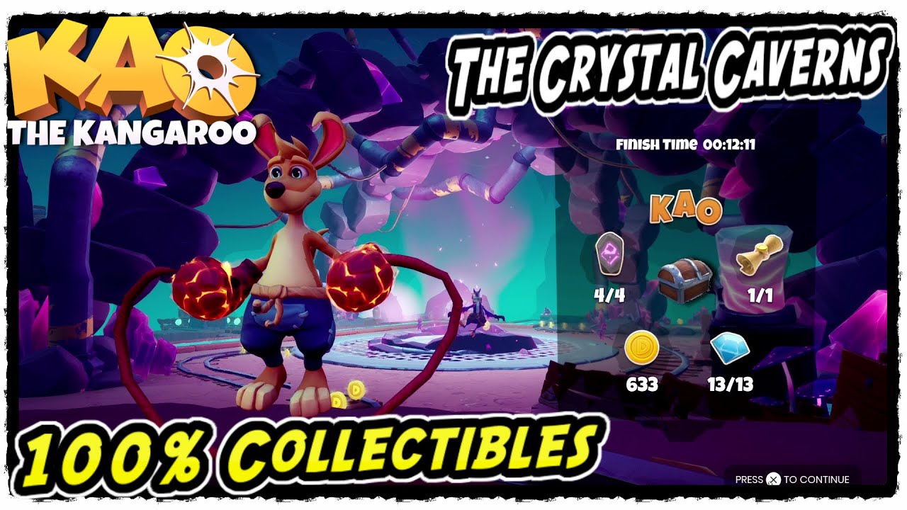 Kao The Kangaroo The Crystal Caverns All Collectibles (Runes, Crystals, Scrolls, KAO, Chests)